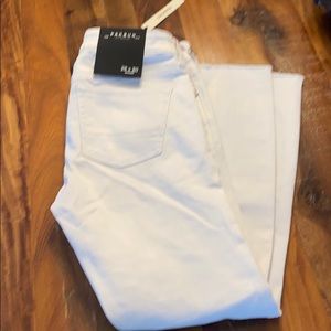 White ripped jeans cropped